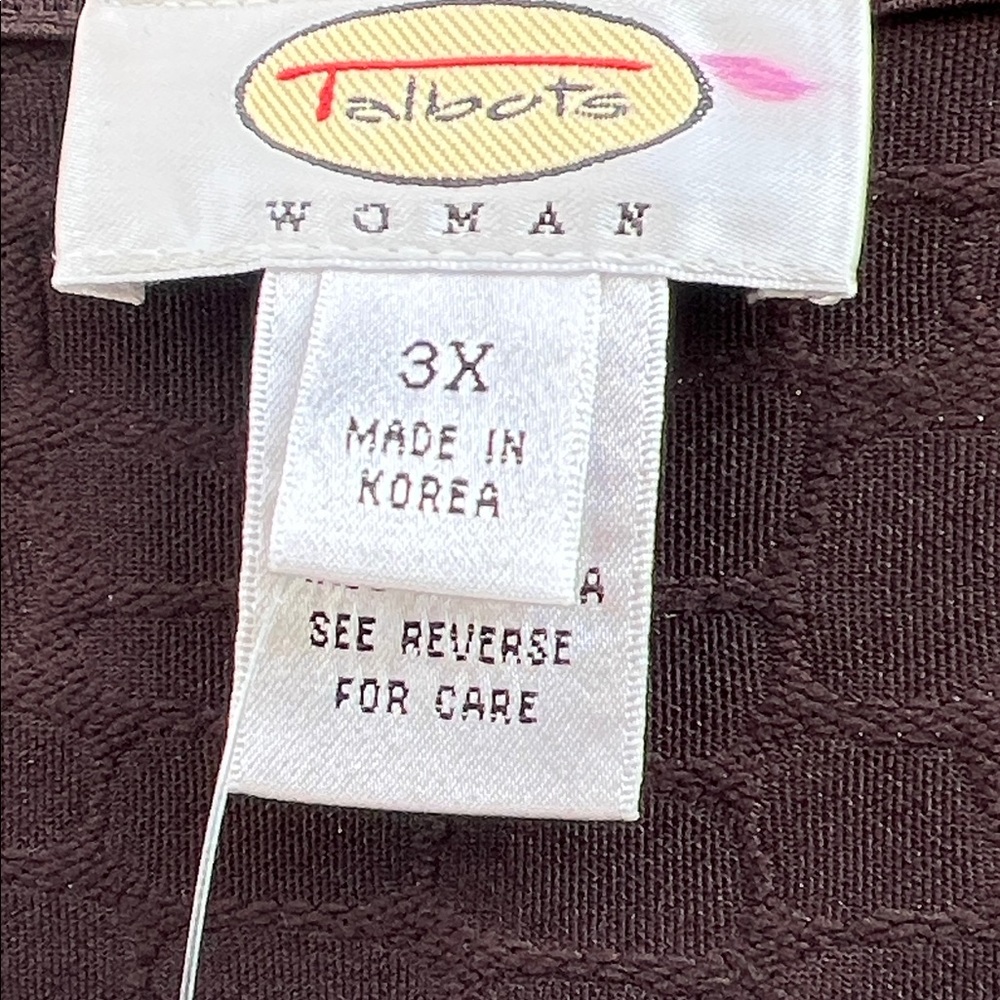 NWT Talbots Woman Long Sleeve Brown Raised Textured Geometric Square Print Top - Picture 2 of 10